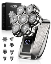 TEPOTZ 7D head shaver rotation demonstrates contour-following precision for a smooth shave.