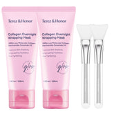 TEREZ AND HONOR collagen night wrap mask jar closeup for intense hydration and elasticity.