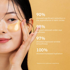 Close-up of hydrogel texture with gold finish for cooling, soothing sensation.