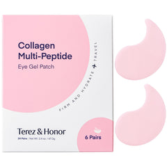 TEREZ & HONOR peptide collagen eye patches in travel packaging for on-the-go refresh