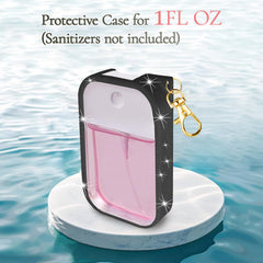 TERPINK 360° rotating keychain keeps Touchland sanitizer readily accessible.