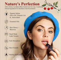 Terra Lotus lip balm with organic Italian olive oil for conditioning lips.