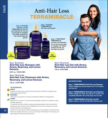 Terramar TERRAMIRACLE ingredients blend of Arnica, Rosemary, and Lemon for scalp vitality