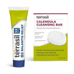 Terrasil Balanitis Relief tube close-up showing soothing ointment texture for potential symptom relief