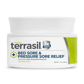 Terrasil Bed Sore Cream jar close-up shows a smooth texture for daily relief.