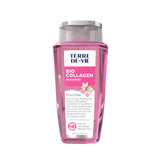 Terre De Vie bio collagen shampoo bottle highlighting plant-based formula for frizz control