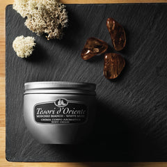 Tesori d'Oriente body cream texture promises smooth, soft skin.