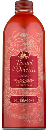 Tesori d'Oriente Dragon Flower Cream Bath bottle showcases Italian craftsmanship and fragrance