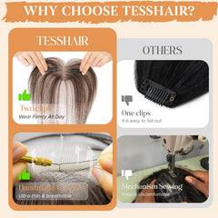 TESSHAIR clip-in bangs offer 360-degree coverage blending seamlessly with your hair.