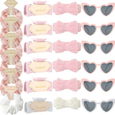 Tethzeng bridesmaid scrunchies in white and pink for coordinated wedding party looks