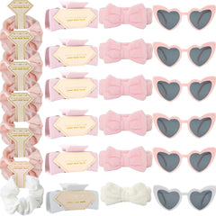 Tethzeng bridesmaid scrunchies in white and pink for coordinated wedding party looks