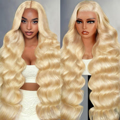 Texiora 32 inch 613 lace front wig front view with natural part