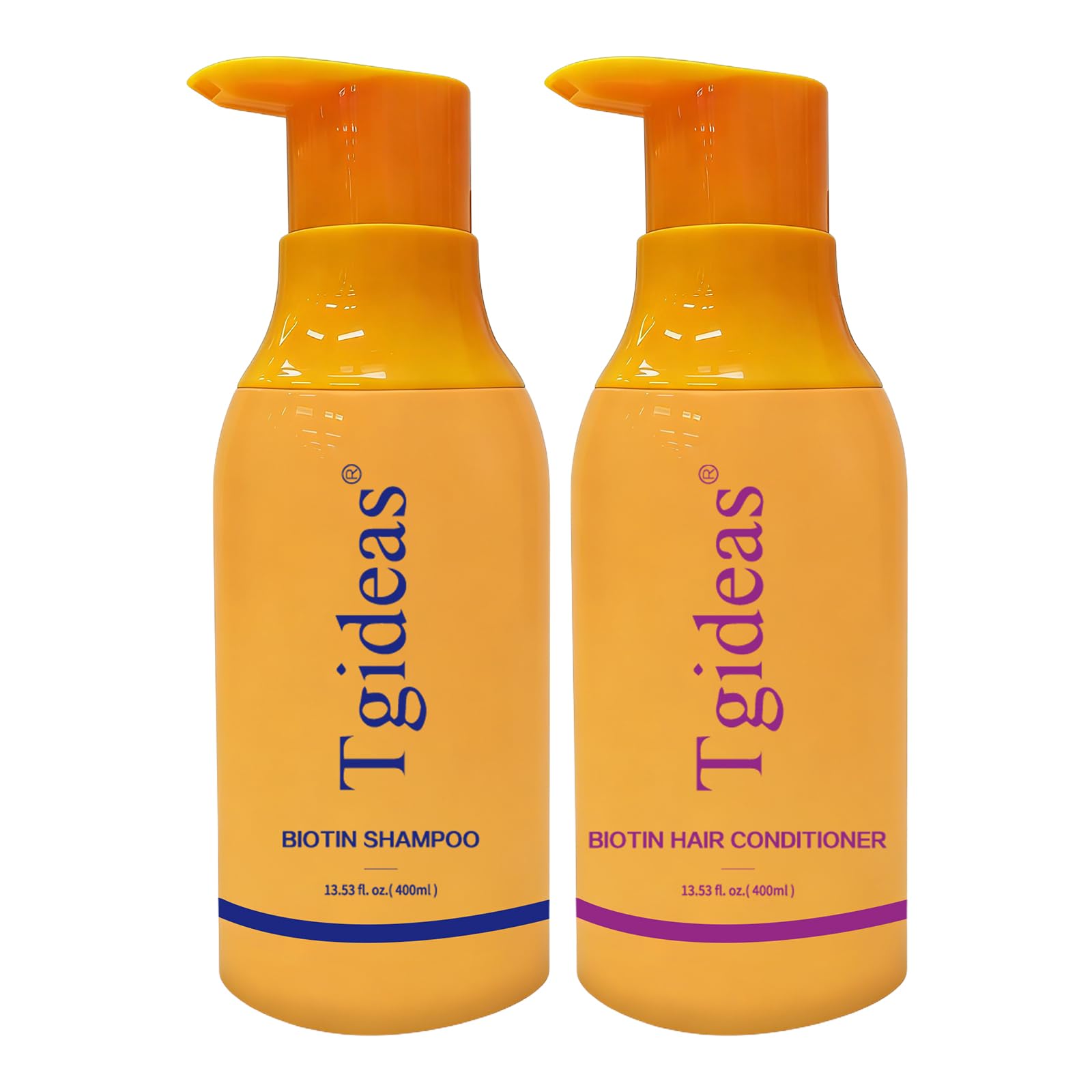 Tgideas Biotin Shampoo bottle highlighting root-to-tip strengthening for thinning hair.