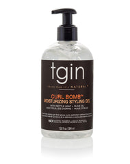 tgin Curl Bomb pump bottle for easy daily application and moisturized curls