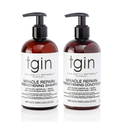 tgin Miracle RepaiRx shampoo bottle for gentle cleansing of damaged curls.