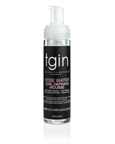 tgin Rose Water Curl Defining Mousse bottle showing lightweight hold for curls