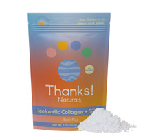 Thanks! Naturals Bath Fizz bottle dissolving to release minerals for radiant skin.