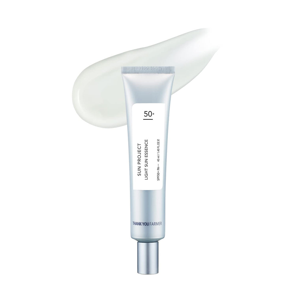 THANKYOU FARMER Sun Project Ligh Sun Essence bottle, daily SPF 50 sun care.