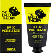 The Bald Theory SPF30 Scalp Moisturizer Shield bottle showing lightweight daily protection for bald heads