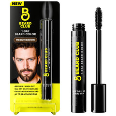 The Beard Club 1 Day Dye brush applies color on beard for quick touch-ups