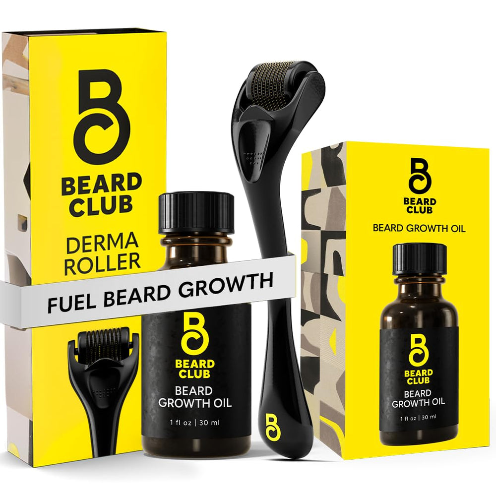 The Beard Club derma roller close-up with 540 titanium needles for precision.