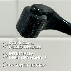 The Beard Club Derma Roller handle and case highlight portable grooming convenience.