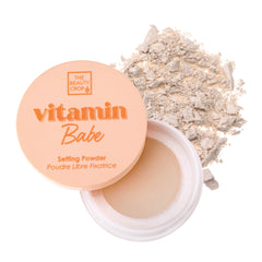 The Beauty Crop Vitamin Babe Setting Powder bottle for long-lasting wear.
