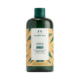 The Body Shop Ginger Scalp Care Shampoo bottle shows an invigorating blend that soothes the scalp.