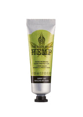 The Body Shop Hemp Hand Protector jar close-up showing rich hydration for ultra-dry hands