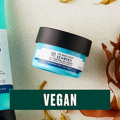 The Body Shop Seaweed Oil-Control Gel Cream application close-up highlights Irish seaweed infusion.