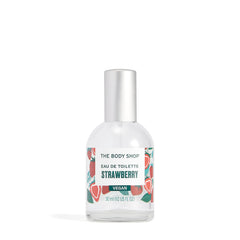 The Body Shop Strawberry Eau de Toilette bottle ready for daily fruity fragrance.