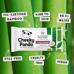 The Cheeky Panda makeup removal action shows effective cleansing without harsh chemicals.