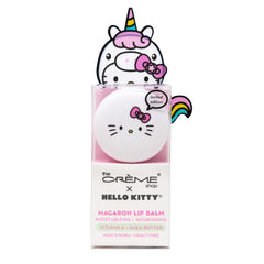 The Crème Shop Hello Kitty macaron lip balm jar, vitamin E for moisture