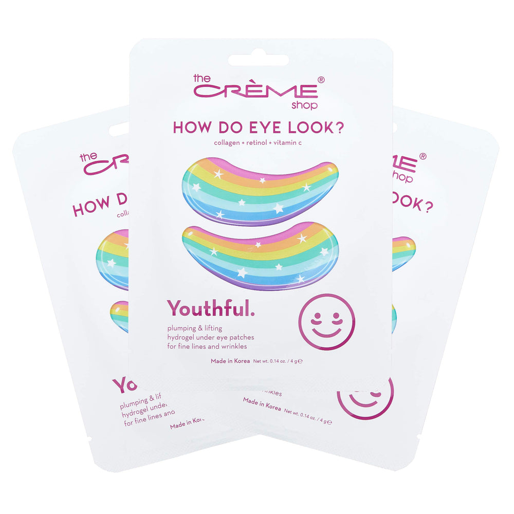 The Creme Shop How Do Eye Look Hydrogel Patches refresh tired under-eye area.