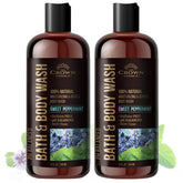 The Crown Choice peppermint lavender bottle front, a refreshing shower essential for all skin types.