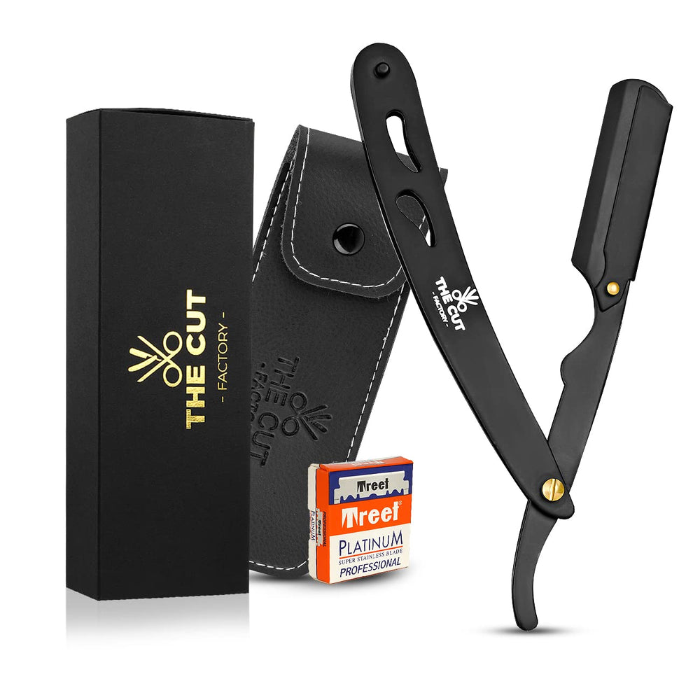 The Cut Factory straight razor with ergonomic handle for precise at-home barber-level results