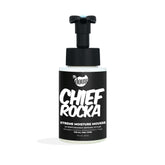 The Doux Chief Rocka Mousse bottle showing gel-to-foam texture for lasting curl definition.