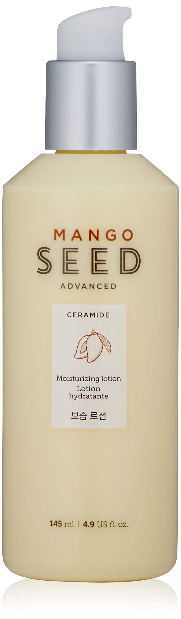 The Face Shop Mango Seed Moisturizing Lotion bottle front view for lightweight hydration.