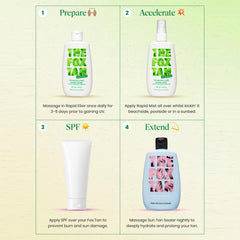 The Fox Tan Rapid Mist label emphasizes FoxComplex tanning accelerator.