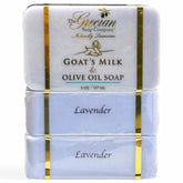The Grecian Soap Company goat milk soap bar with lavender for soft, hydrated skin.