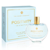 The Heart Company Positivity bottle in a heart shape enhances mood with a fresh ocean scent.