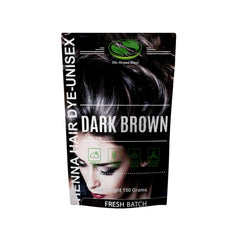 The Henna Guys dark brown henna bottle for natural color and conditioning.