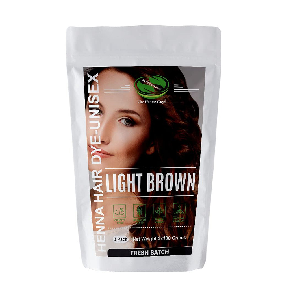 The Henna Guys light brown henna pack for natural hair color and conditioning