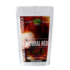 The Henna Guys natural red hair color packaging highlights a plant-based, chemical-free option.