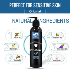 Natural oils—jojoba, grapeseed, avocado—nourish skin during shaving.