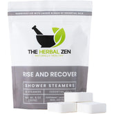 The Herbal Zen aromatherapy shower steamer in a relaxing display, natural essential oil blend