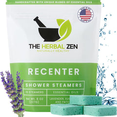 The Herbal Zen Recenter shower steamer pack for a spa-like start to your day.
