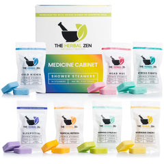 The Herbal Zen shower steamers variety pack front view for gifting and daily pampering.