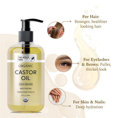 Application of The Holly Tree Organic Castor Oil for hair growth and scalp care