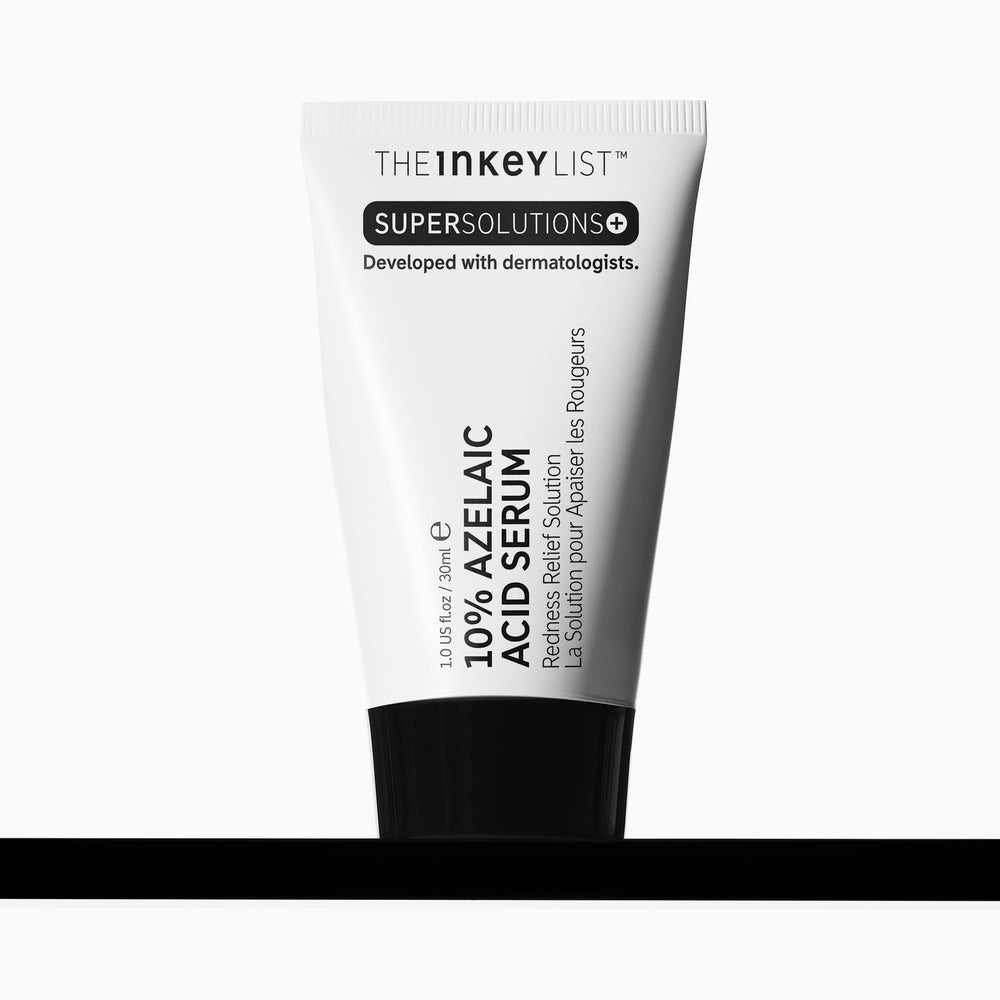 The INKEY List Azelaic Acid 10% Serum bottle on a clean vanity.
